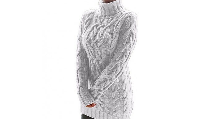 Cable-Knit Turtle Neck Jumper - 3 Colours & 4 Sizes