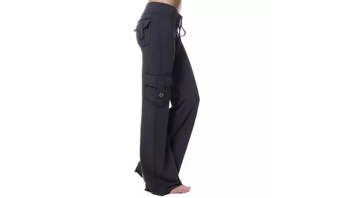 Women’s Stretch Button Yoga Trousers - 7 Colours & Sizes