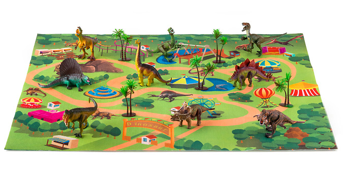 Dinosaur Amusement Park Mat & Figurine Set