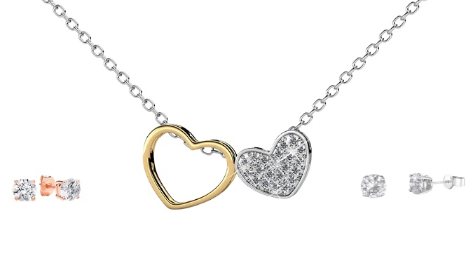 Luxury Swarovski Heart Jewellery Set - Pendant & Earrings That Shine Together