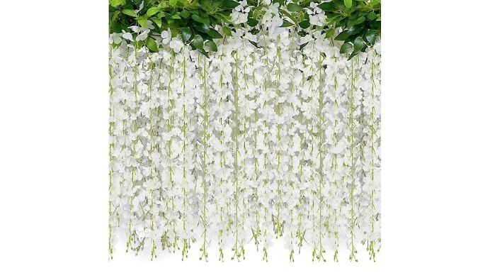 4, 8 or 12-Pack of Artificial Wisteria Hanging Flowers - 4 Colours!