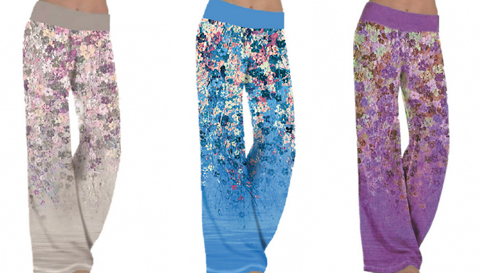 Floral Print Flare Trousers - 4 Colours & 5 Sizes