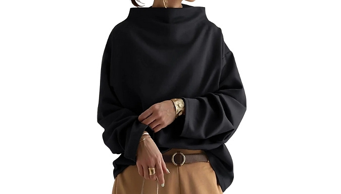 Women's High-Neck Loose Pullover Sweatshirt - 3 Colours & 6 Sizes