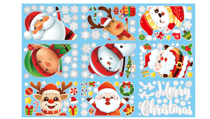 Christmas Window Stickers Set - 6 Designs
