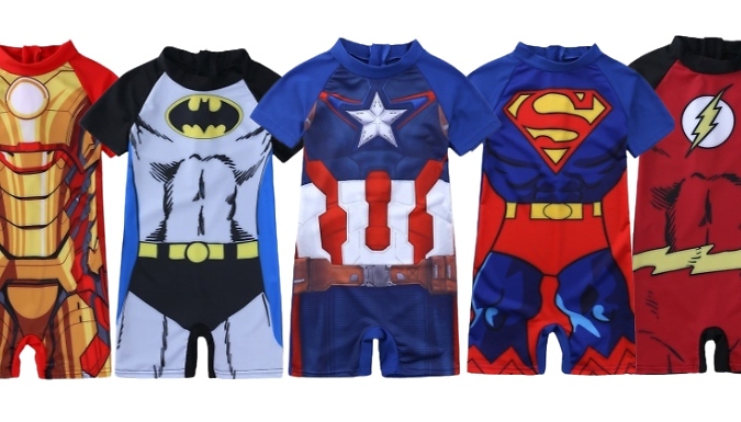 Superhero One-Piece Swimsuit - 5 Designs & Sizes