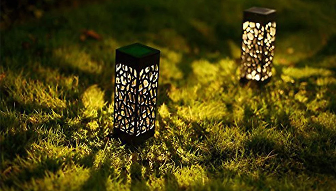 1 or 2 Pack of 6 Flower Pattern Solar Garden Lamps - 2 Colours