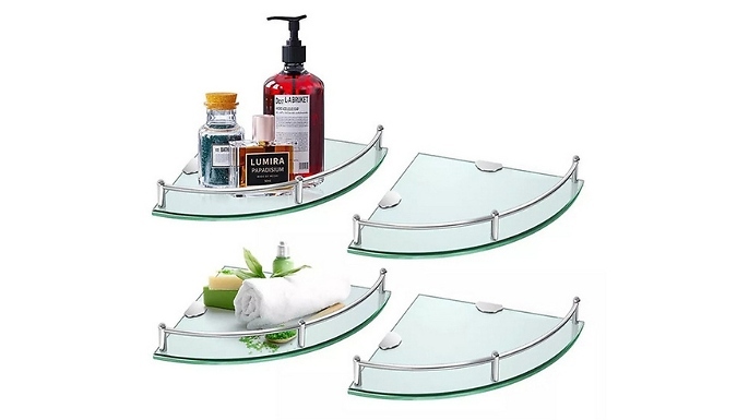 Glass Corner Storage Floating Shelf - 2 Sizes