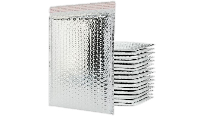 100-Pack of Metallic Foil Bubble Mailing Bags! - 3 Colours, 4 Sizes!