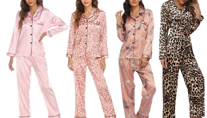 Print Satin Pyjama Sets - 4 Designs, 4 Sizes at Go Groopie