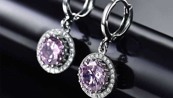 Pink Created Diamond Lever Back Drop Earrings