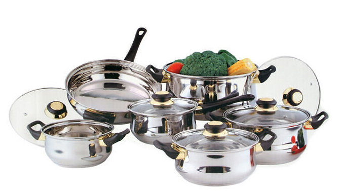 Stainless Steel Pot & Pan Set - 12 Pieces!