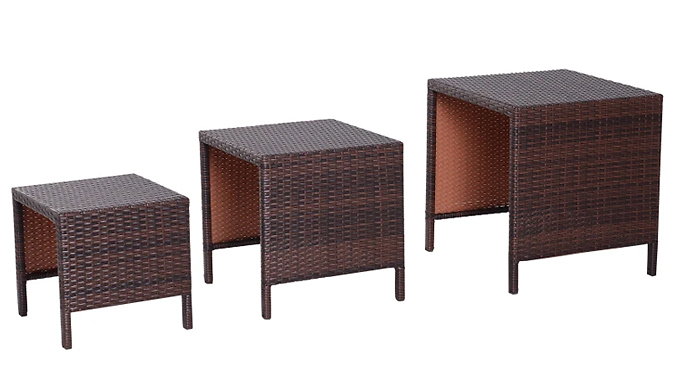 3 Piece Rattan Nesting Tables Set