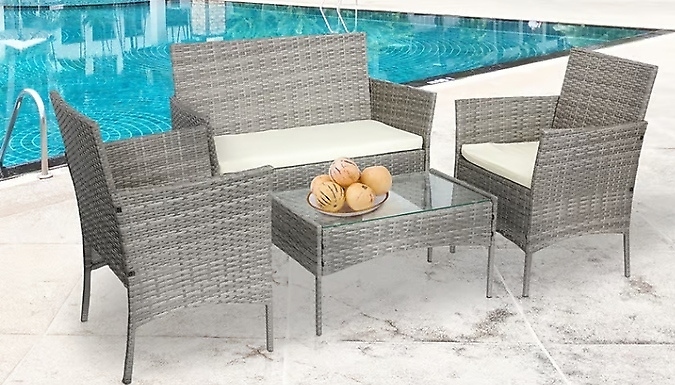 4 Piece Outdoor Rattan Garden Furniture Set - 3 Colours