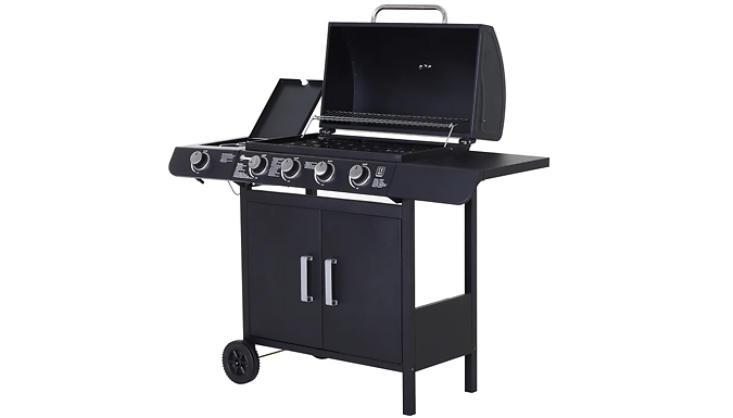 4 in 1 Deluxe Gas BBQ Grill with Wheels