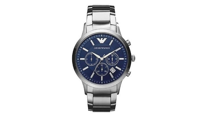 Emporio Armani AR2448 Men's Watch - Silver Strap With Blue Dial