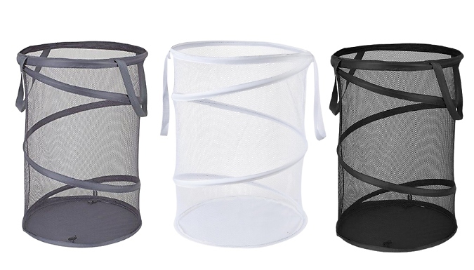 Collapsible Pop-Up Mesh Washing Basket - 3 Colours