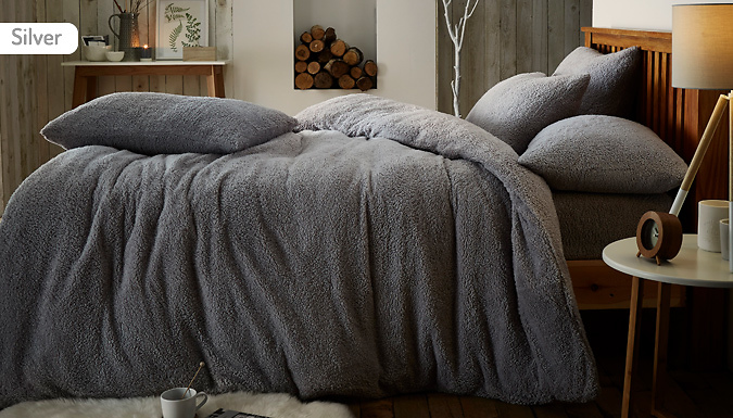 Teddy Fleece Duvet Cover Set - 2 Sizes & 4 Colours at Go Groopie