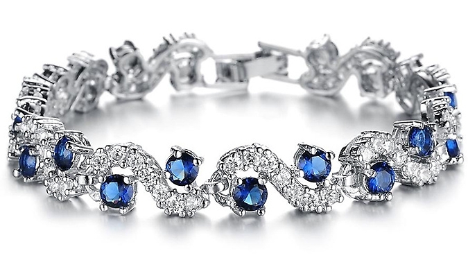 1 or 2 Blue Simulated Sapphire Bracelet made with Crystals from Swarovski