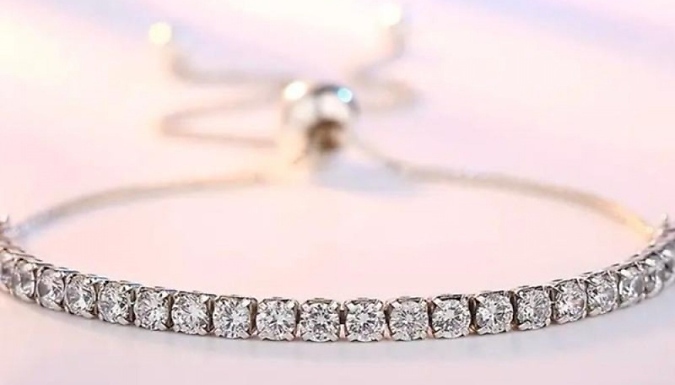 Adjustable Silver Plated Crystal Bracelet