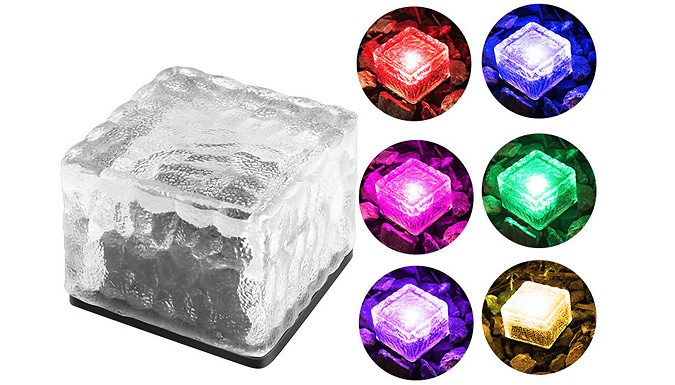 1 or 2 Solar Ice Brick Lights - 3 Colours