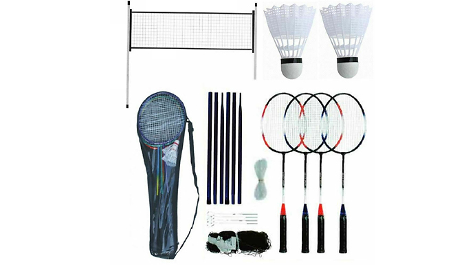 4-Player Badminton Set With Net, Shuttlecocks & Rackets