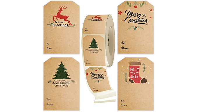 Roll of 300 Christmas Sticker Tags