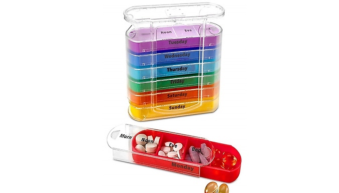 1 or 2 Weekly 28-Grid Medicine Pill Organiser Cases