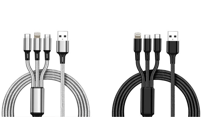 3-in-1 USB Fast-Charging Cable - 2 Colours