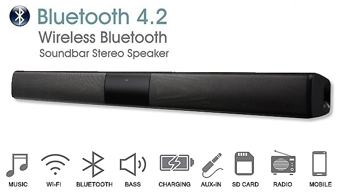 Justgiftdirect Wireless Bluetooth Surround Soundbar