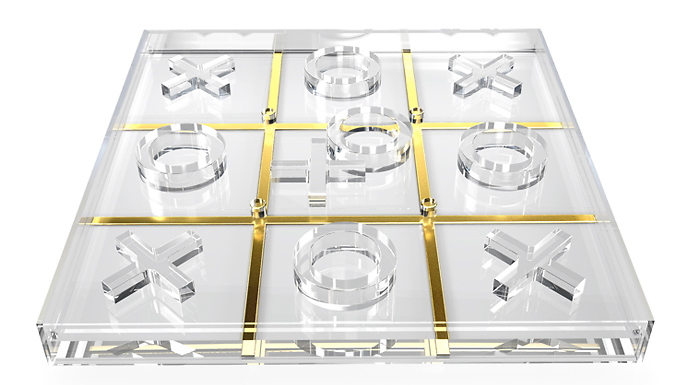 Luxury Acrylic Noughts & Crosses Board Game - 2 Colours at Go Groopie