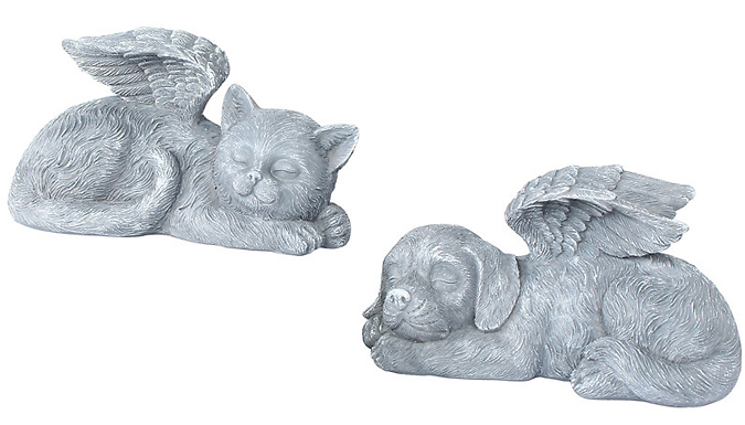 1 or 2 Mini Sleeping Pet Statue With Angel Wings - 2 Designs