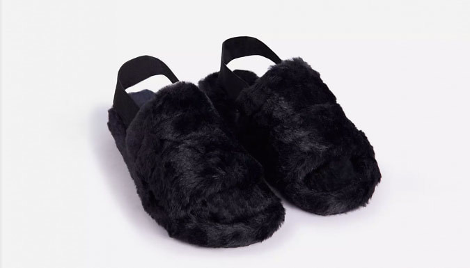 Fluffy Peep-Toe Slippers - 4 Colours & 5 Sizes