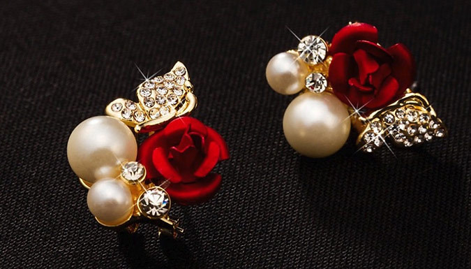 Rose Pearl Swarovski Crystal Earrings