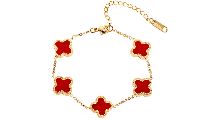 Four Leaf Clover Necklace, Bracelet & Earrings Set - 4 Colours