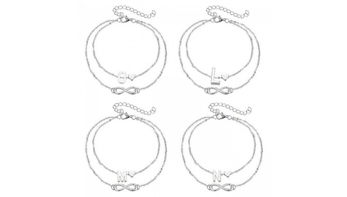 Initial Anklet with Infinity and Heart Symbols - 26 Options!