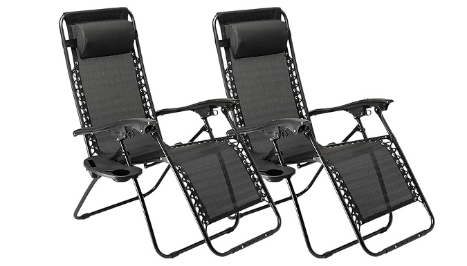 2-Pack Zero Gravity Lounger with Cup Holders