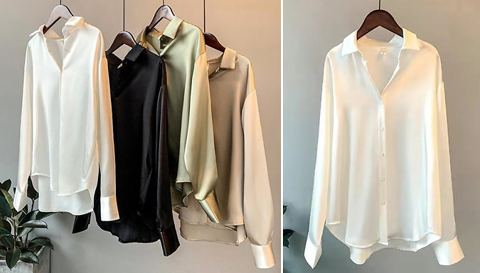 Long Sleeve Satin Shirt - 4 Colours & 5 Sizes