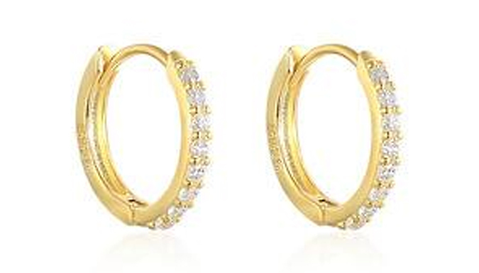 18K Gold Plated Sterling Silver Hoop Earrings - 3 Colours & 4 Sizes