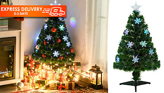 HOMCOM 3FT Green Fibre Optic Artificial Christmas Tree