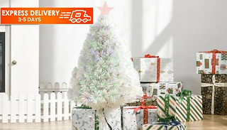 HOMCOM 2.5FT White Fibre Optic Artificial Tabletop Christmas Tree