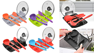 Silicone Spoon Rest with Lid Holder - 4 Colours
