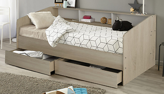 Tistan Oak Cabin Single Day Bed with Shelving & Drawers