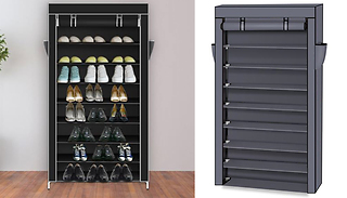 10-Tier Steel Shoe Rack with Dustproof Cover - 2 Colours