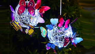 1 or 2 Butterfly Hanging Solar Garden Lights - 2 Colours