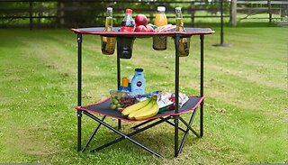 Foldable Camping Table with Cupholders