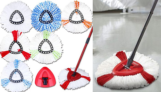 Spin Mop Replacement Heads with Optional Base - 3 Colours