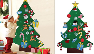 Hanging Velcro Christmas Tree with 26 Stick-On Decorations