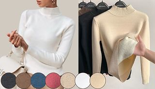 Fleece-Lined Round Neck Top - 7 Colours, 5 Sizes