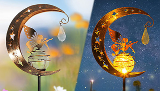 Solar-Powered Fairy On Moon Decorative LED Light