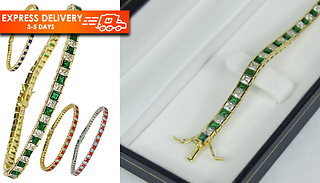 Princess-Cut Created Diamond & Gemstone Tennis Bracelet - 4 Designs